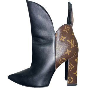 Louis Vuitton Monogram Pattern Ankle Leather Boots Size 8